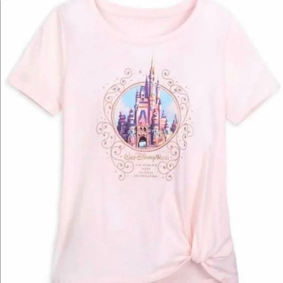 Disney Tops - Disney World 50th Anniversery Pink Tshirt Castle